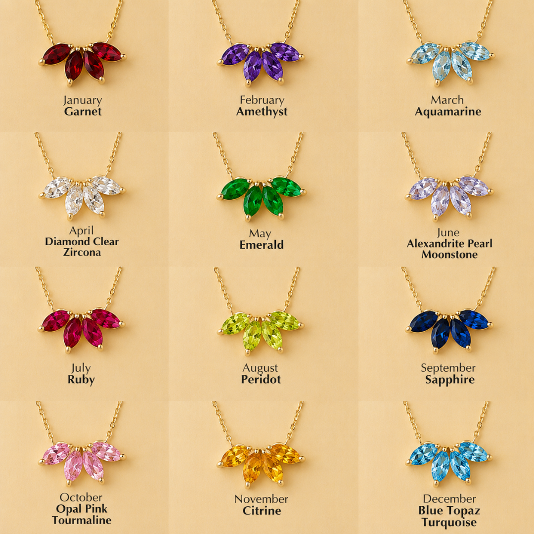 Personalized Marquise Birthstone Necklace