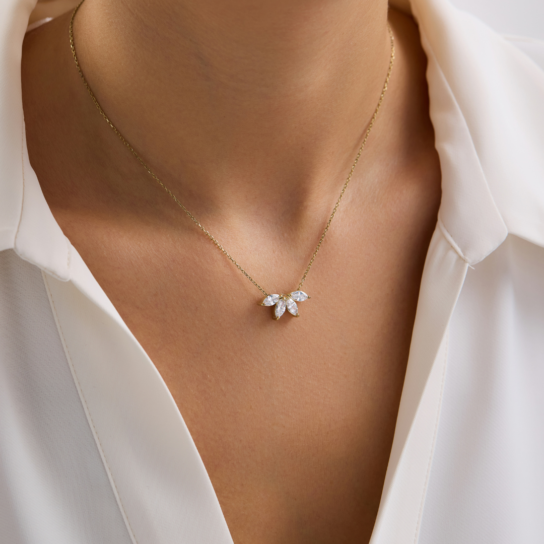 Personalized Marquise Birthstone Necklace