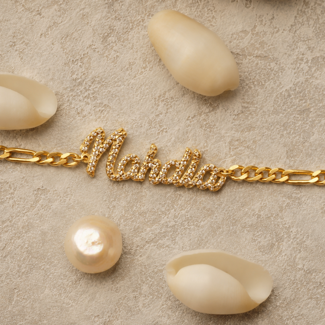 Personalized Name Anklet with Stones