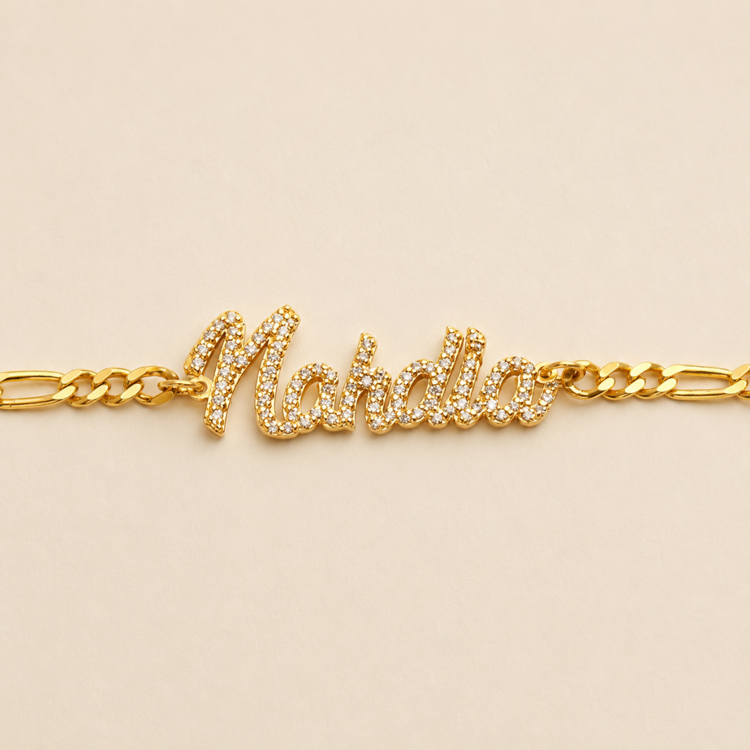 Personalized Name Anklet with Stones