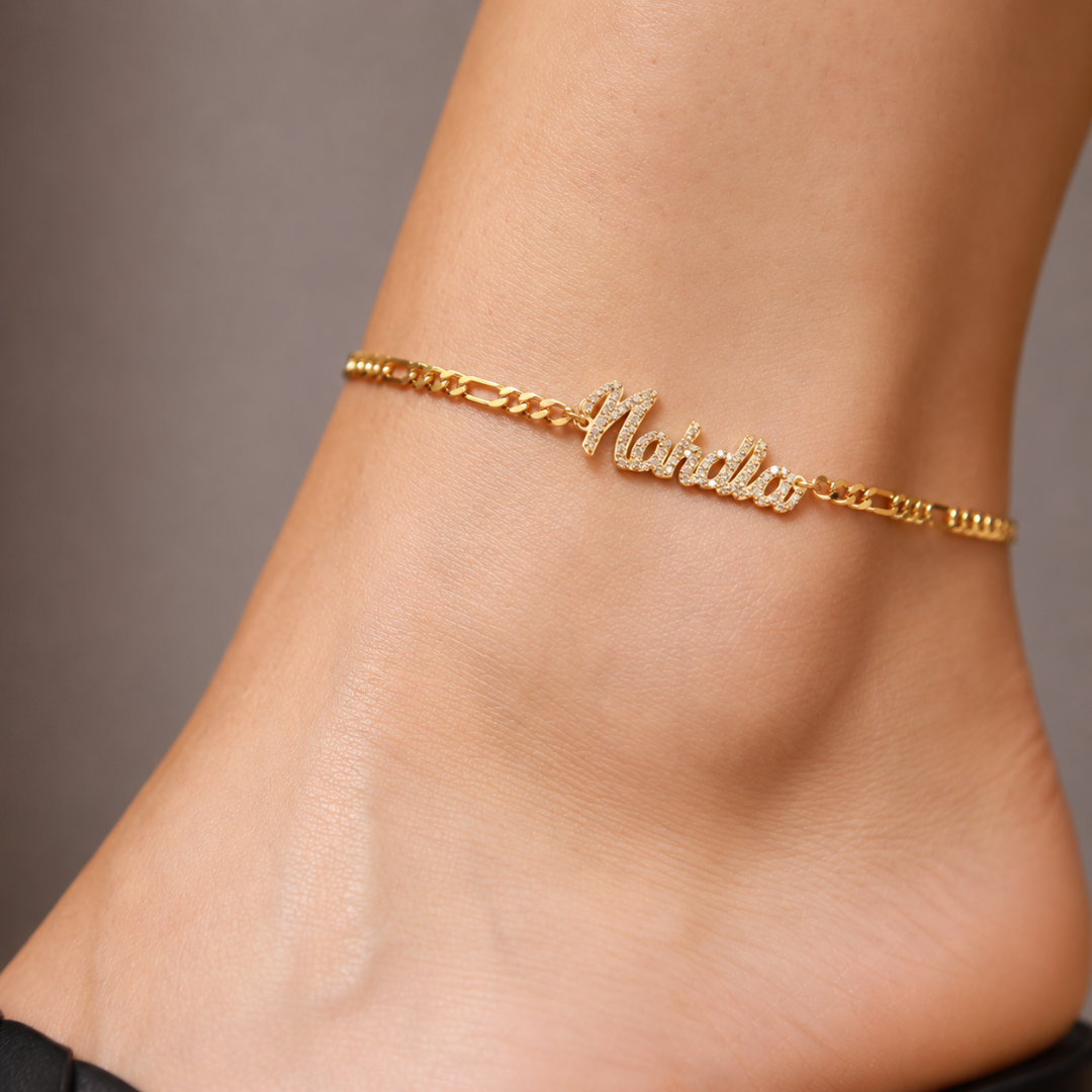 Personalized Name Anklet with Stones