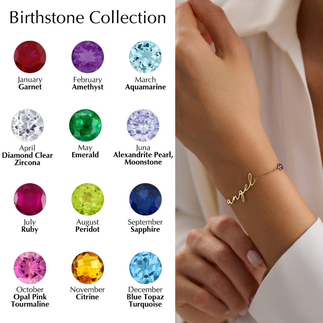 Personalized Name Bracelet with Birthstone