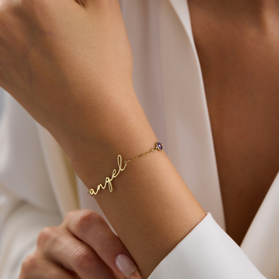 Personalized Name Bracelet with Birthstone