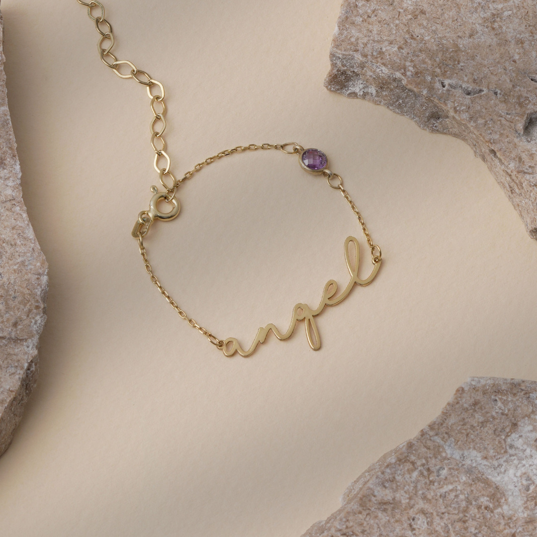 Personalized Name Bracelet with Birthstone