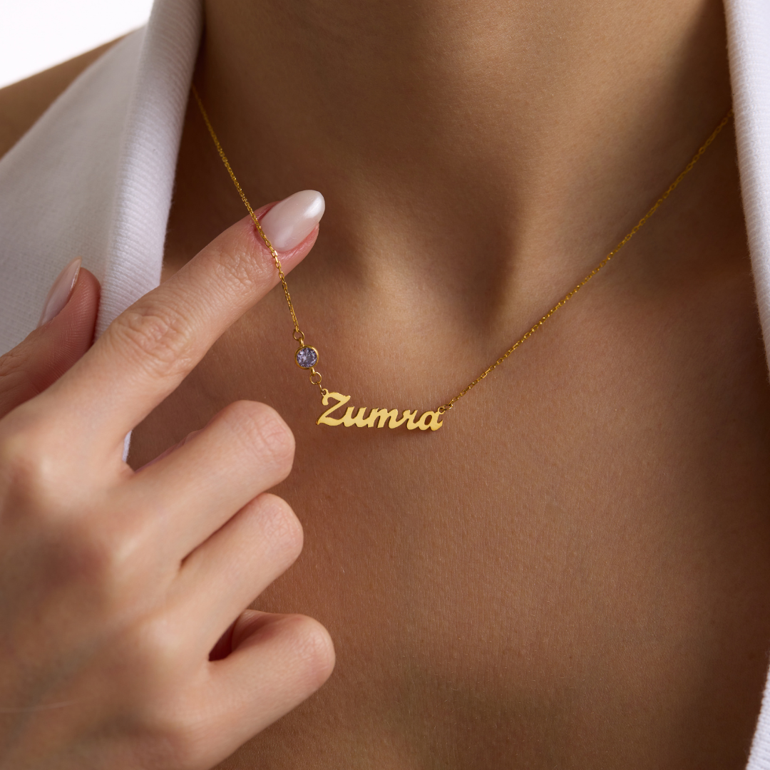 Personalized Name Necklace With Birthstone