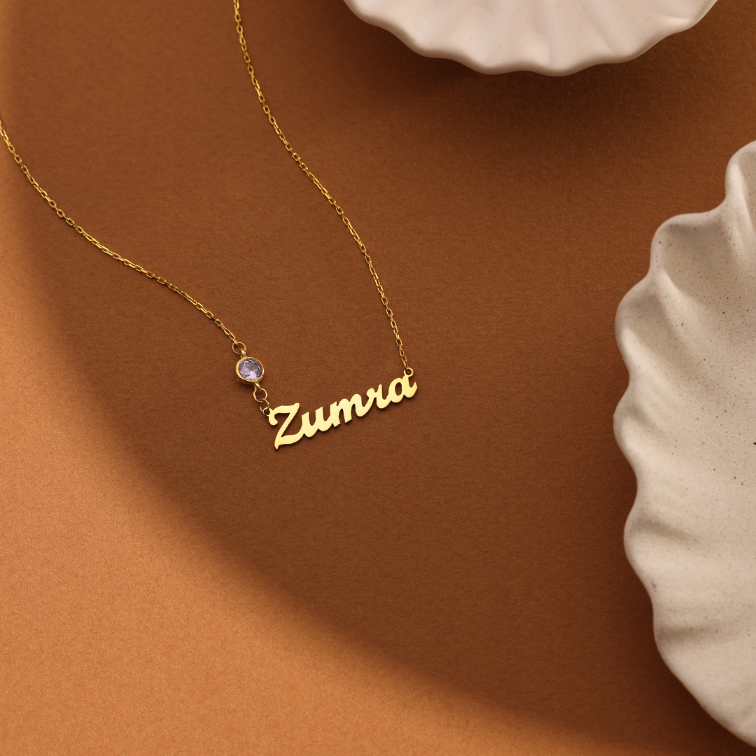 Personalized Name Necklace With Birthstone