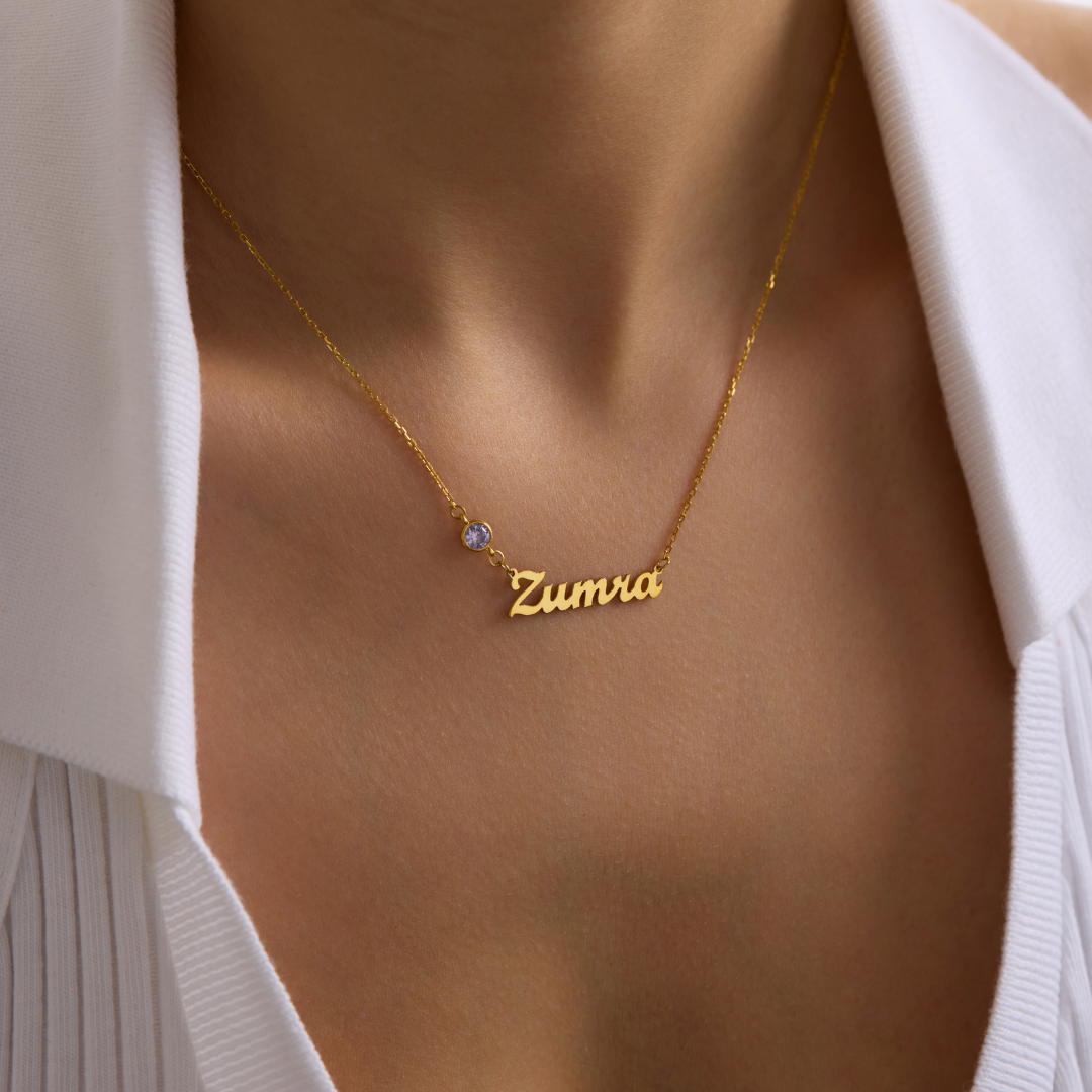 Personalized Name Necklace With Birthstone