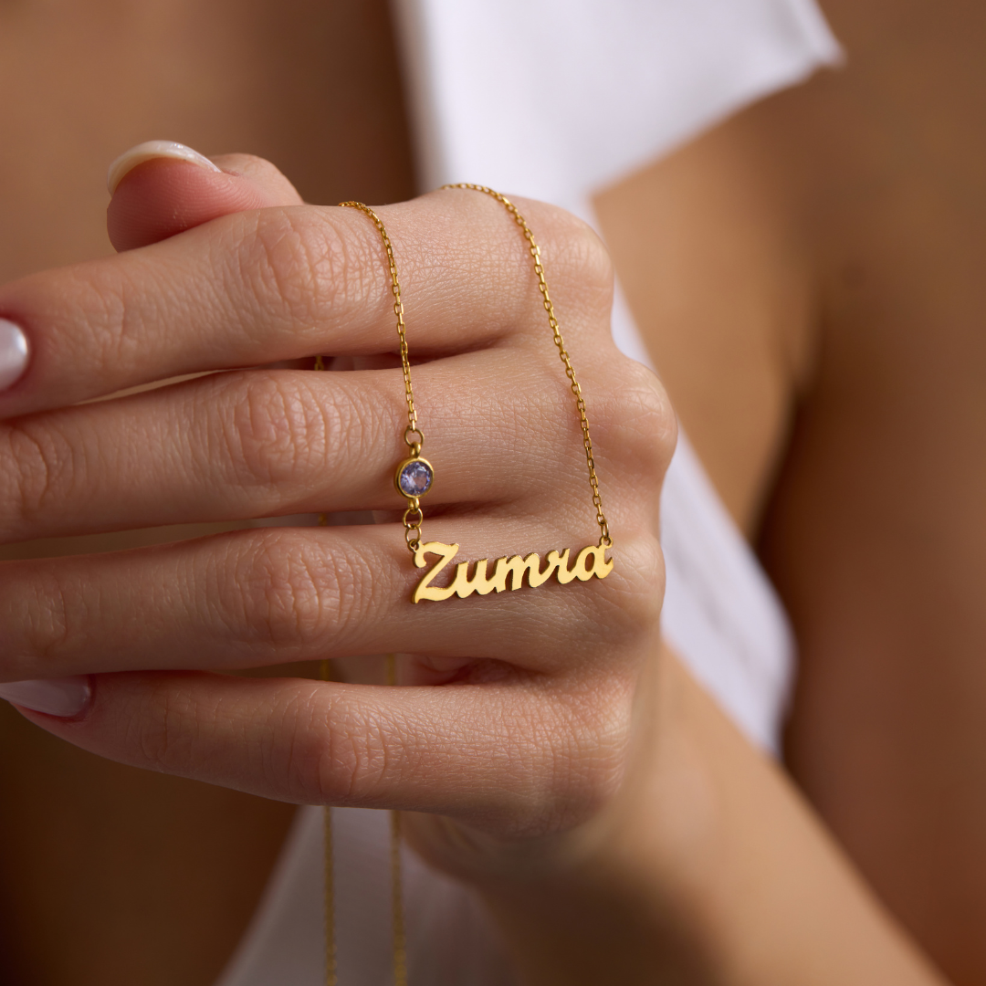 Personalized Name Necklace With Birthstone