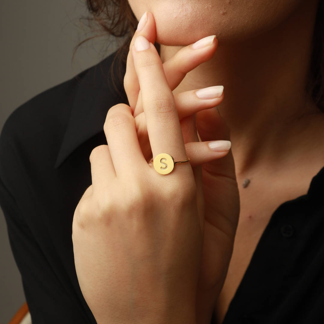 Personalized Round Signet Ring for Women