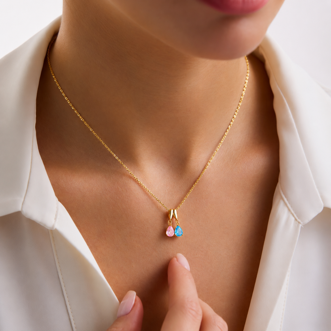 Personalized Teardrop Birthstone Pendant Necklace