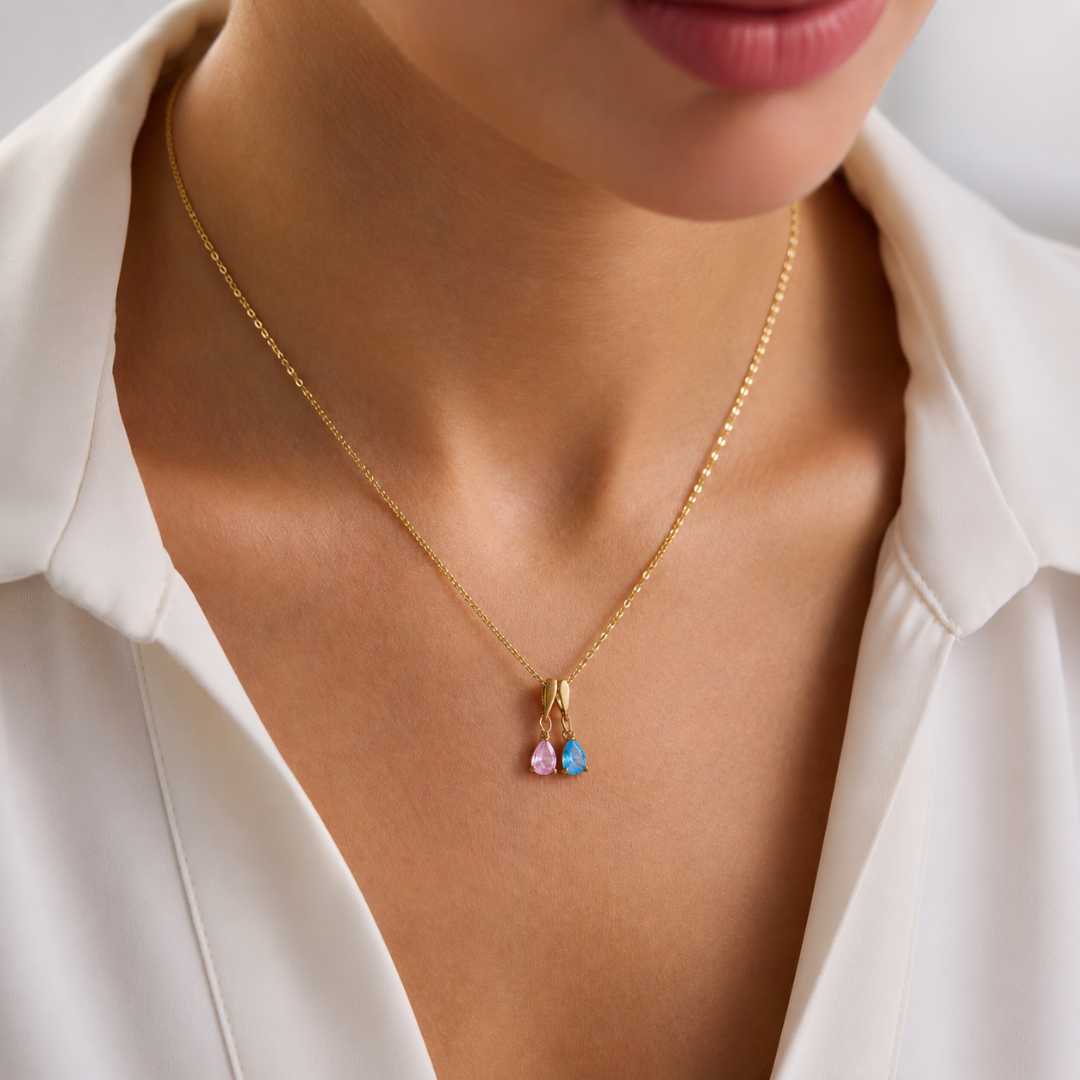 Personalized Teardrop Birthstone Pendant Necklace
