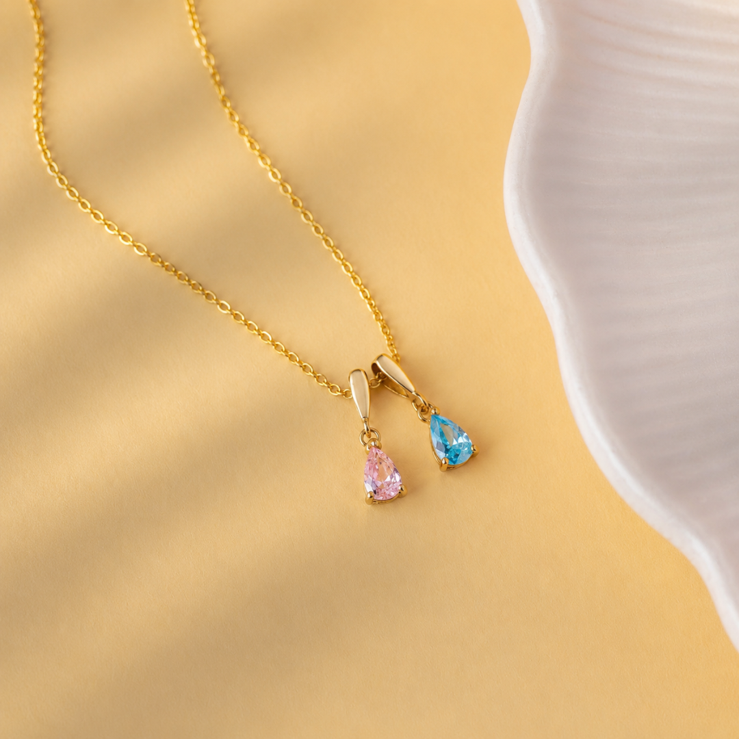 Personalized Teardrop Birthstone Pendant Necklace