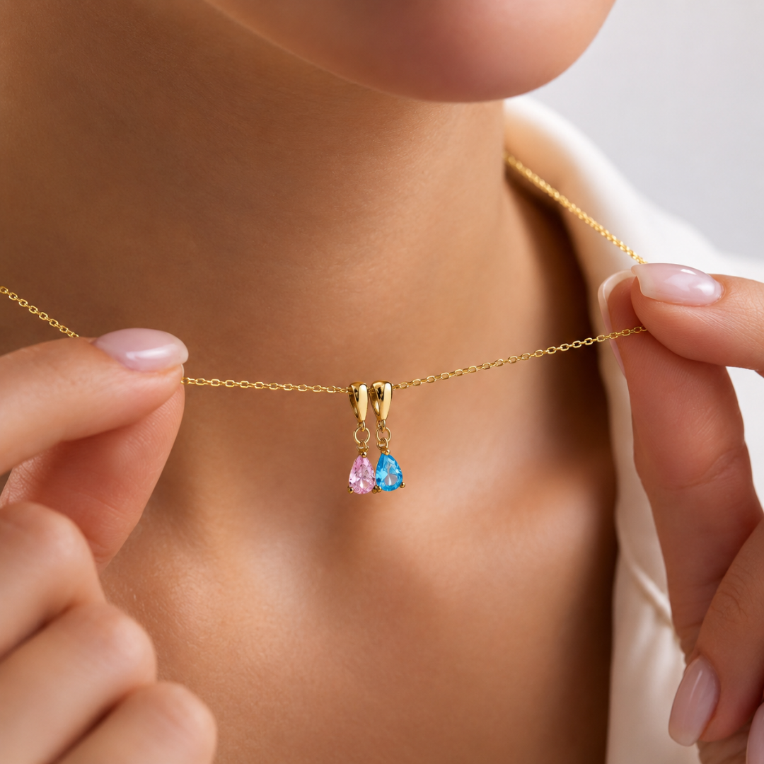 Personalized Teardrop Birthstone Pendant Necklace