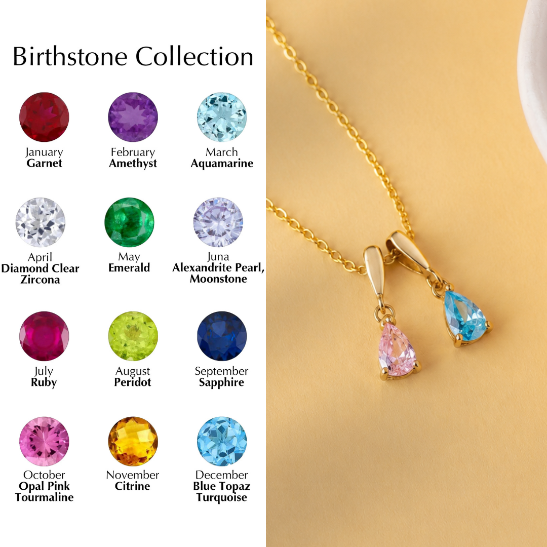 Personalized Teardrop Birthstone Pendant Necklace
