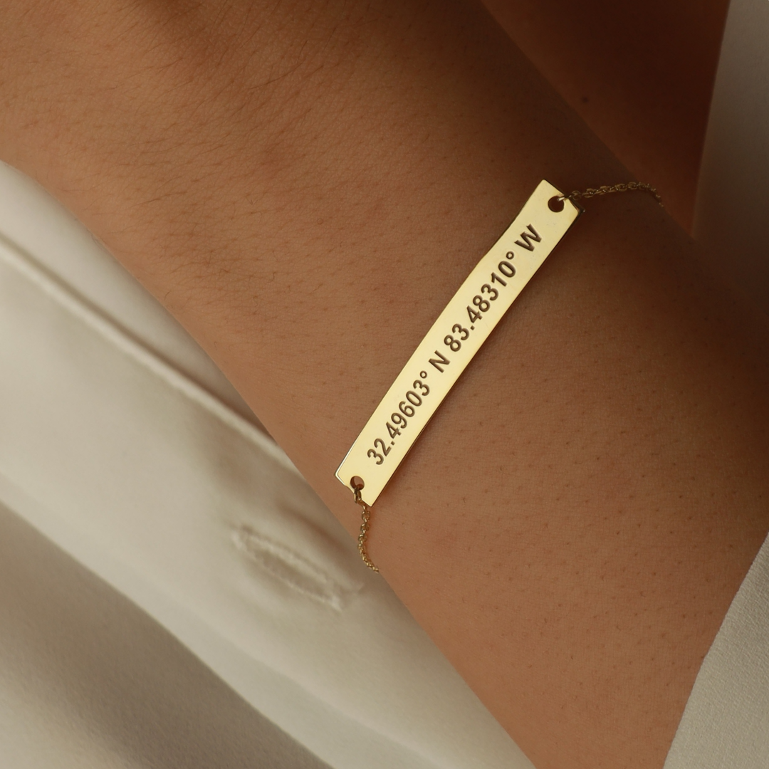 Personalized Women's Coordinate Bar Bracelet