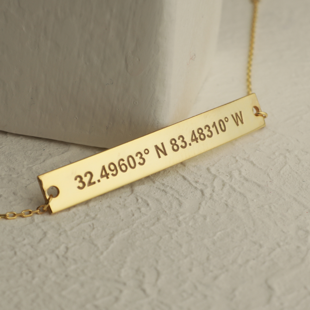 Personalized Women's Coordinate Bar Bracelet