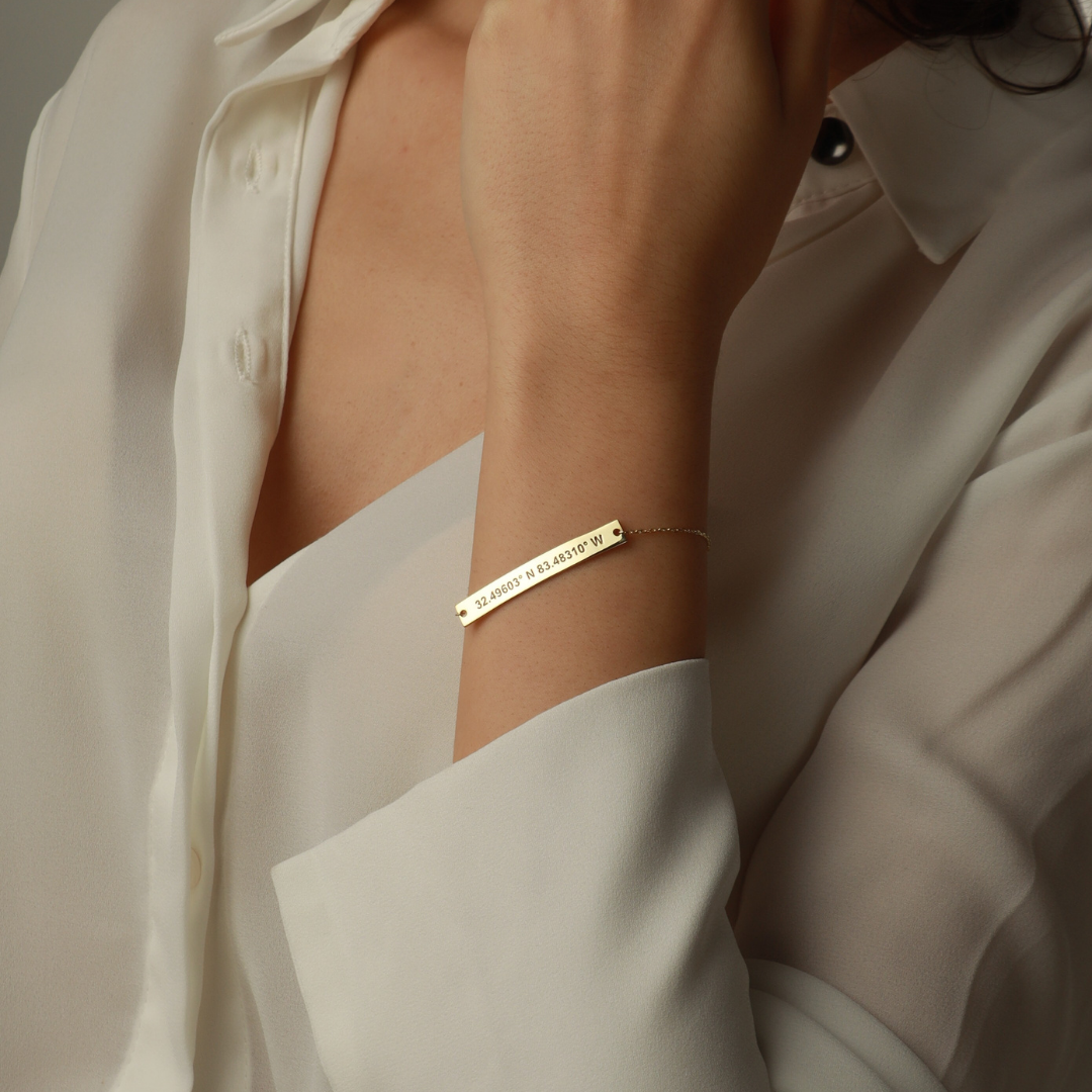 Personalized Women's Coordinate Bar Bracelet