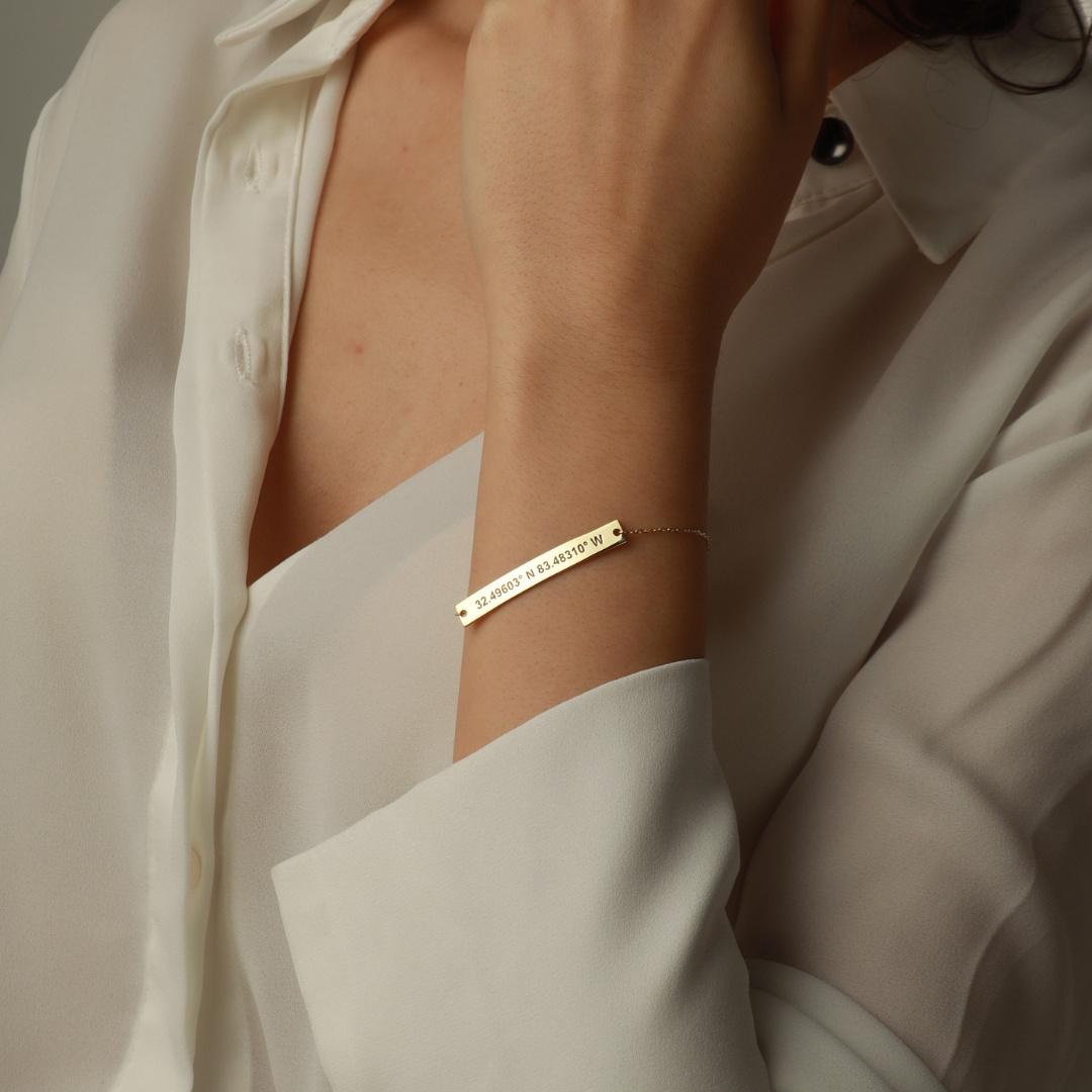Personalized Women's Coordinate Bar Bracelet