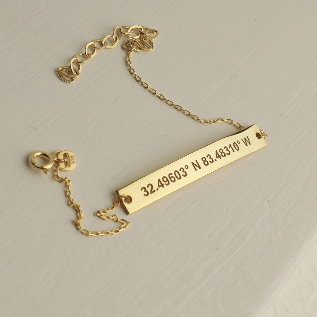 Personalized Women's Coordinate Bar Bracelet