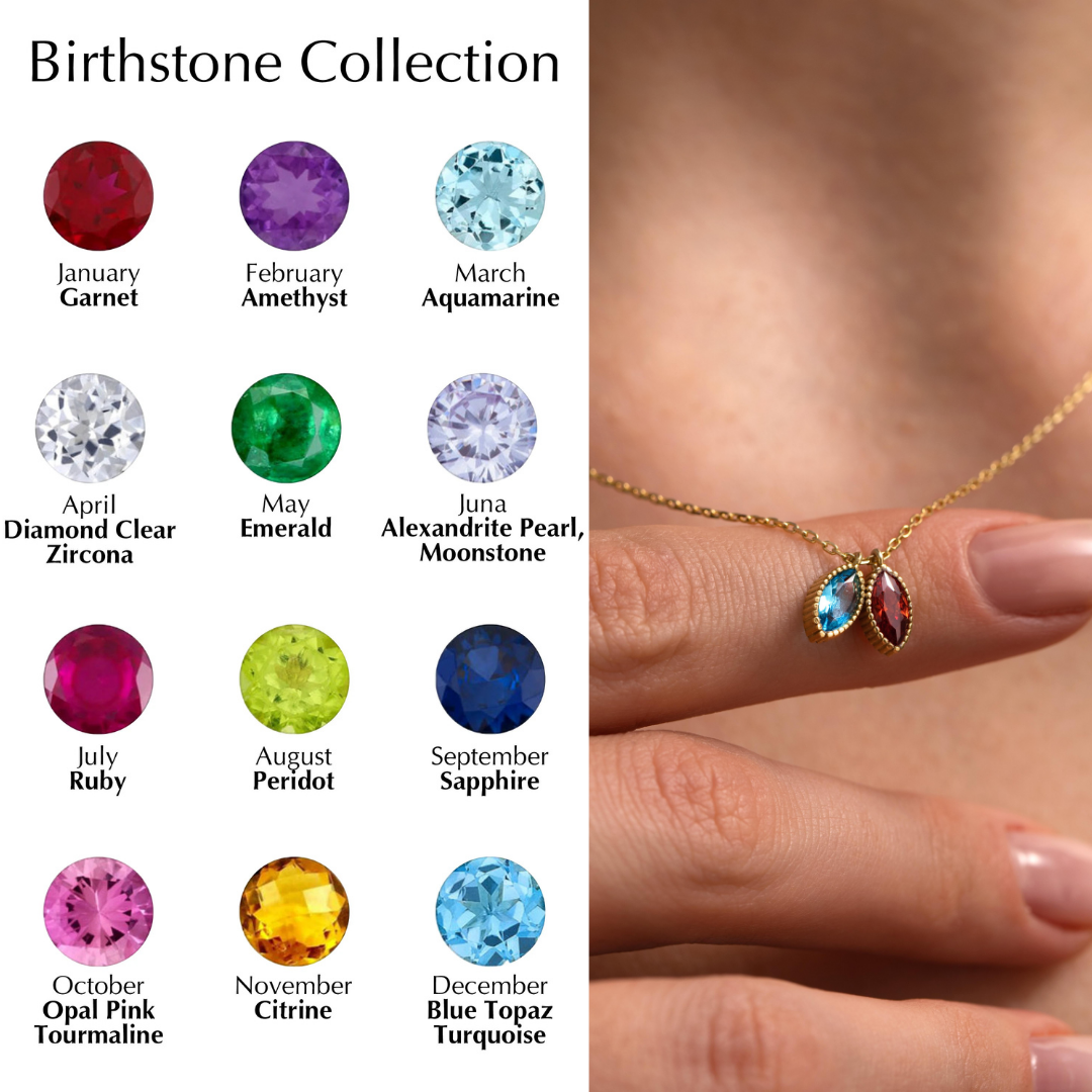 Personalised Birthstone Marquise Cut Necklace