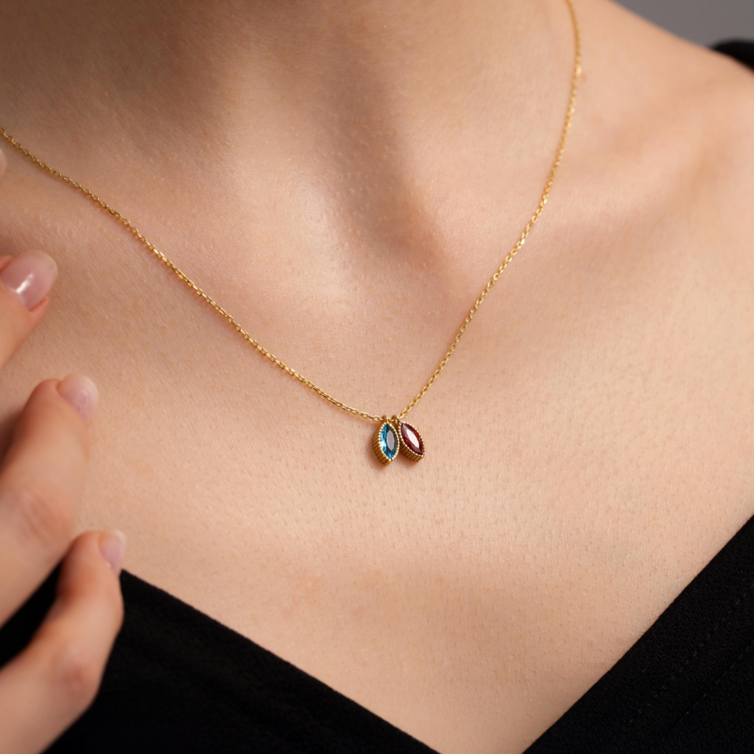 Personalised Birthstone Marquise Cut Necklace