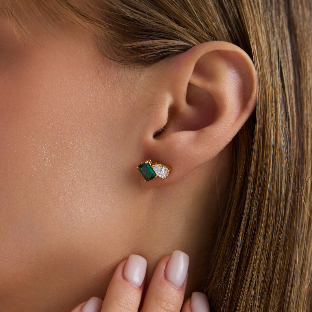 Toi et Moi Birthstone Stud Earrings