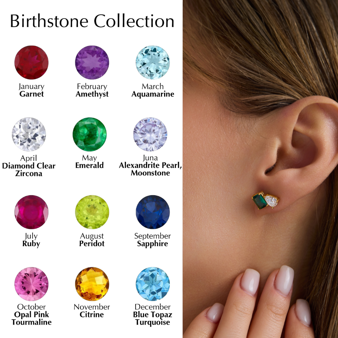 Toi et Moi Birthstone Stud Earrings
