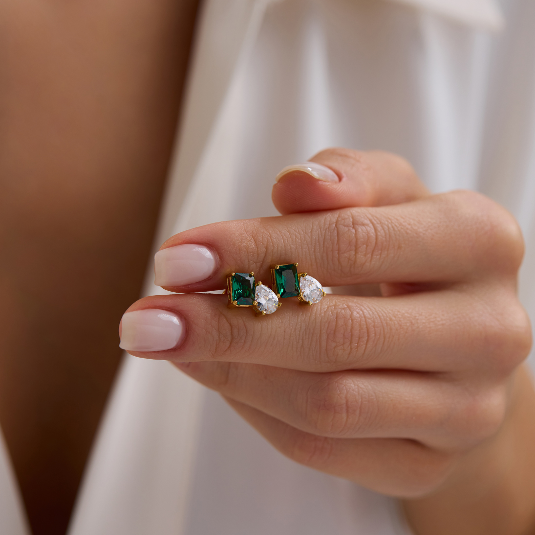 Toi et Moi Birthstone Stud Earrings