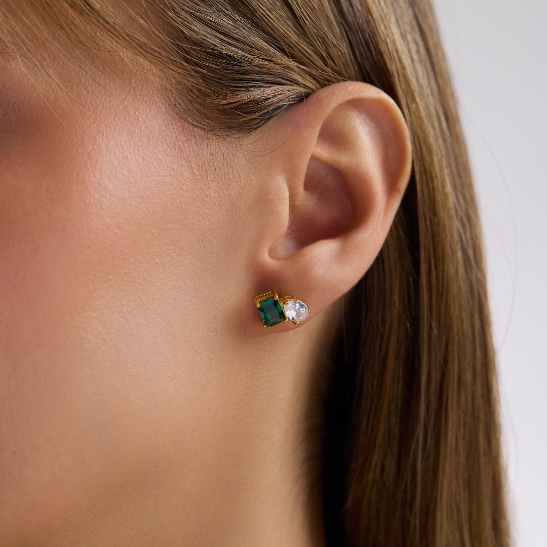 Toi et Moi Birthstone Stud Earrings