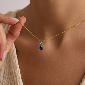 Two Birthstone Pendant Necklace
