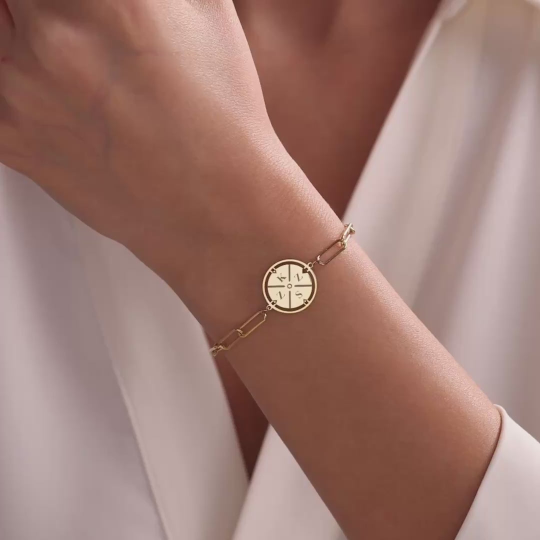 Custom Engraved Initial Compass Bracelet