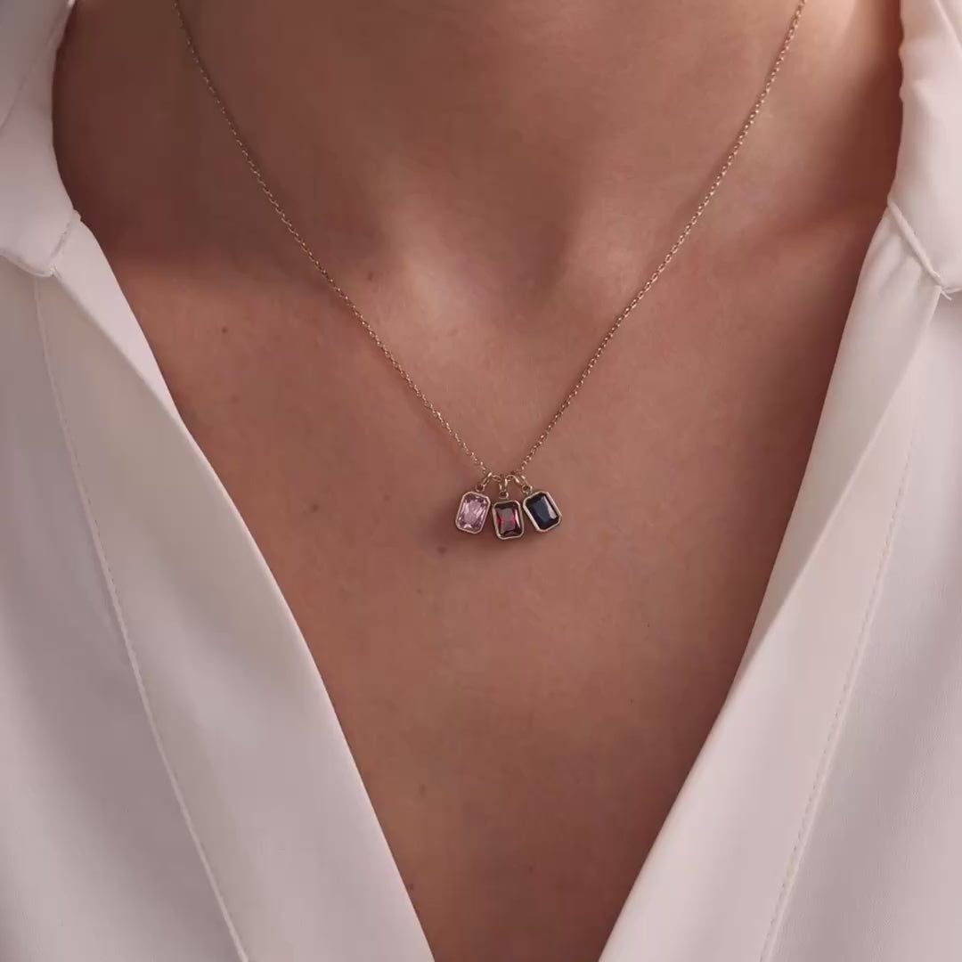 Family Birthstone Pendant Necklace for Mom