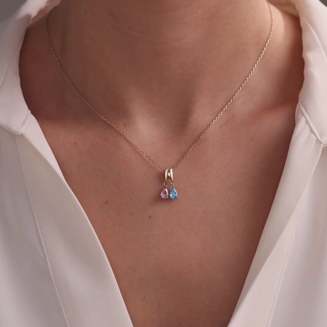 Personalized Teardrop Birthstone Pendant Necklace