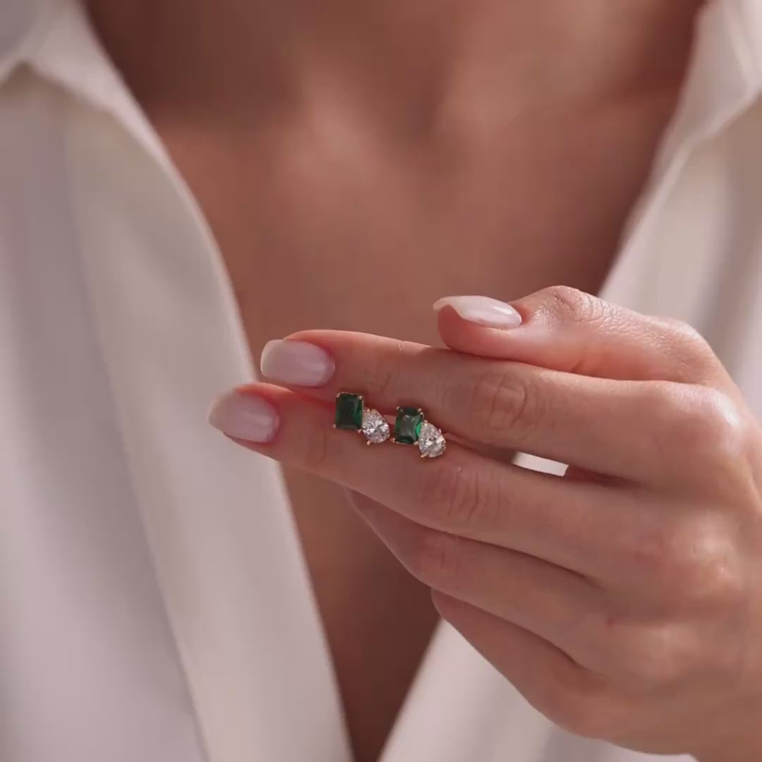 Toi et Moi Birthstone Stud Earrings
