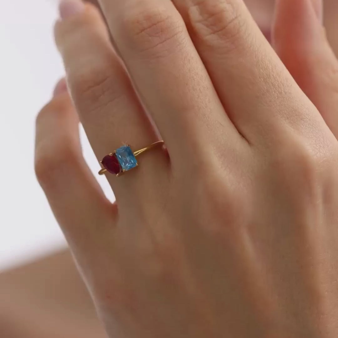 Toi et Moi Personalized Birthstone Ring
