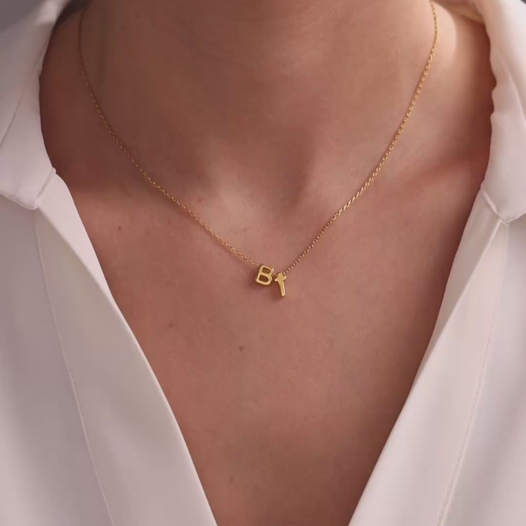 Personalized Cross Pendant Necklace with Initial