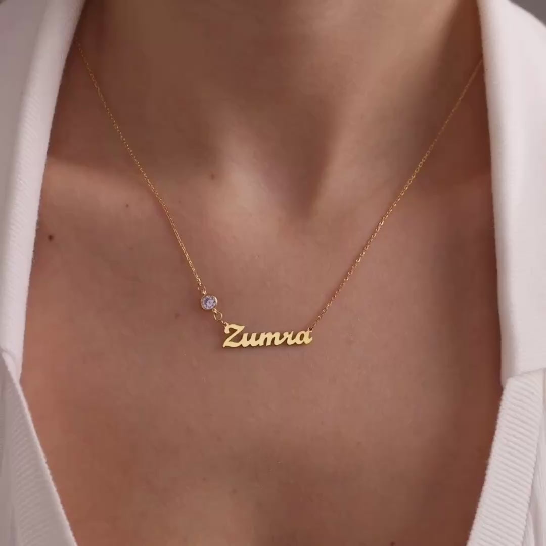 Personalized Name Necklace With Birthstone