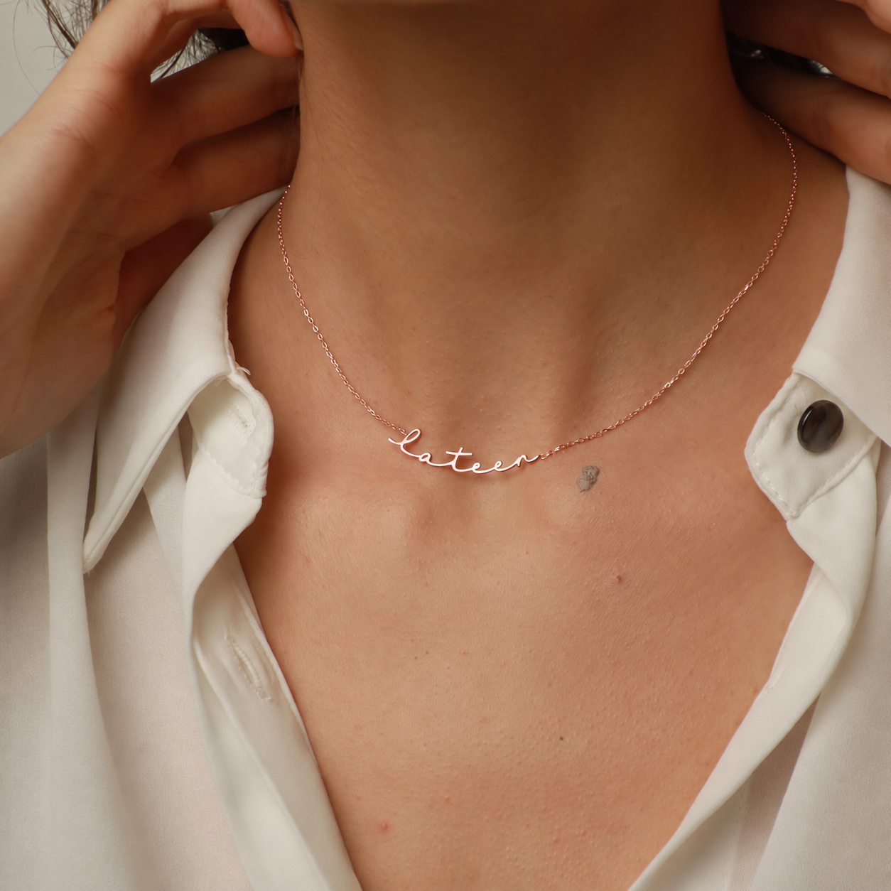 Signature Name Necklace in 14K Rose Gold Filled